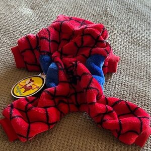 Red and Blue Spider-Themed Dog Costume